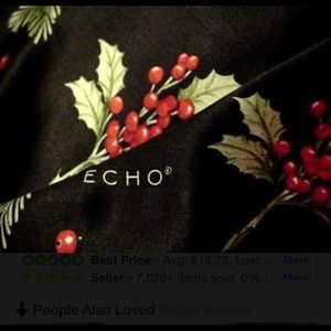 Vintage ECHO Christmas designer 100% silk scarf Oblong shape